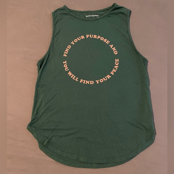 Good hYOUMan Green Graphic Peace Tank Top Made in USA Women’s Large - Picture 2 of 4